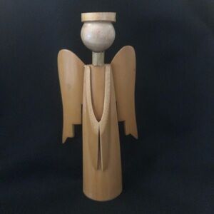 Vintage Hand-Carved Bamboo Angel – Made in Korea – 6.5” Tall